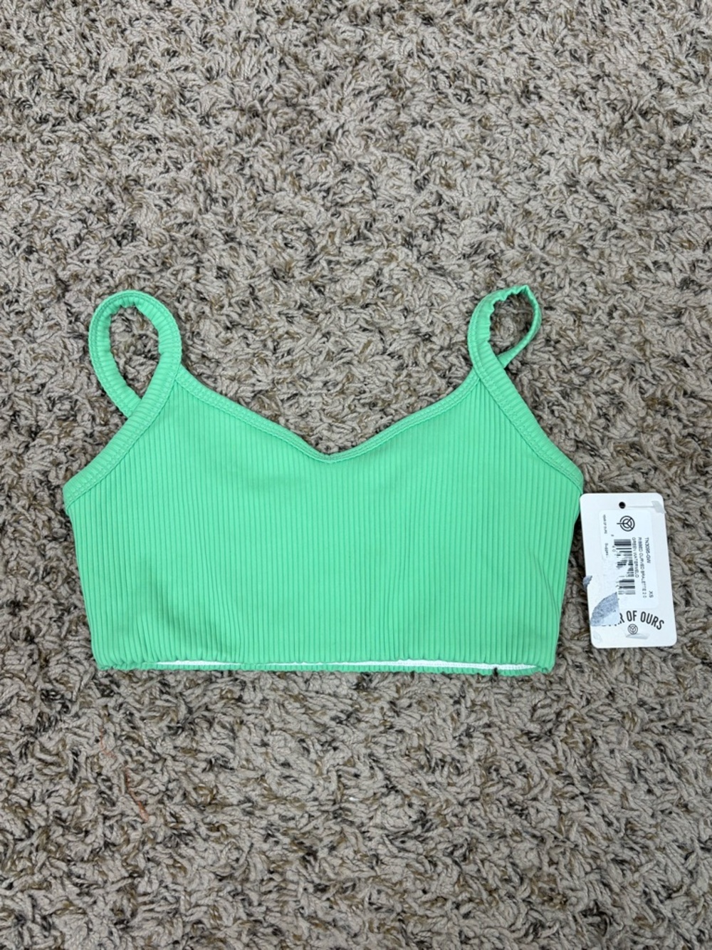 Year Of Ours Ribbed Curved Bralette 2.0 X-Small in Green Watermelon